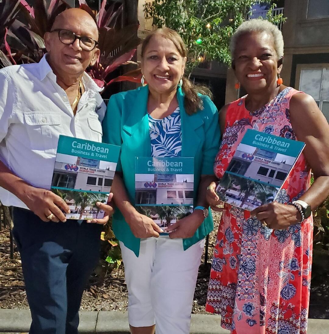 Caribbean Signature team Ralph Seeram, Sandra Ann Baptiste and Beverley Sutherland-Lewis with 2025 publication.