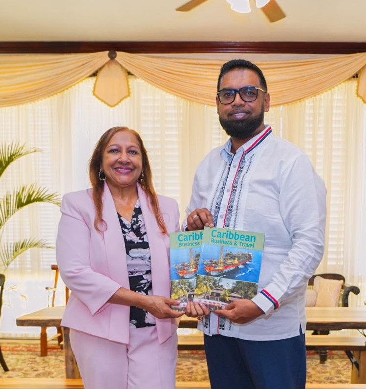 Guyana's President Irfaan Ali with Caribbean Business & Travel at State House