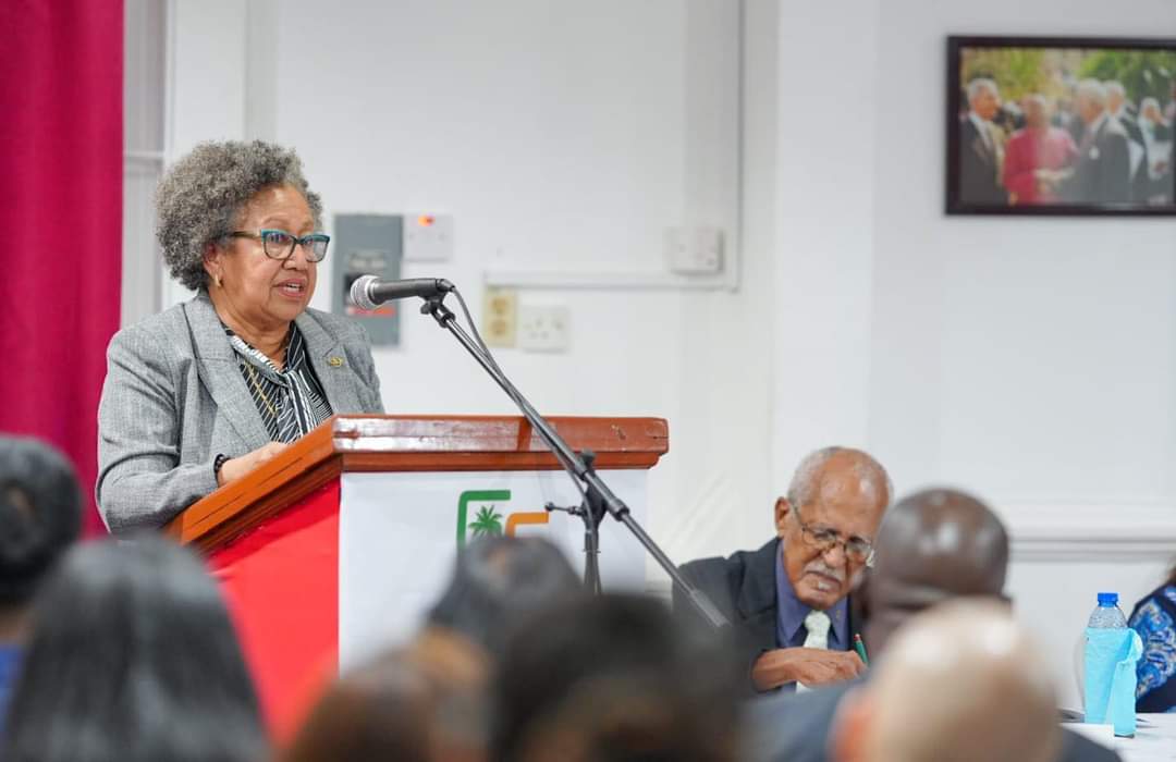 CARICOM Secretary-General, Dr. Carla Barnett delivering remarks at the book launch event.
