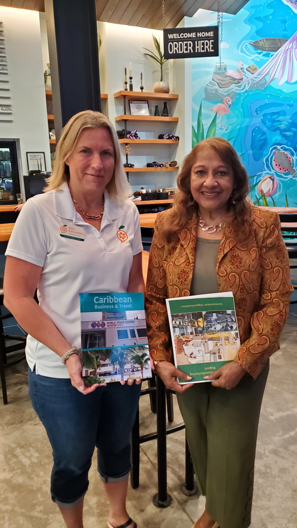 Marketing Sales Manager at the West Orange Chamber of Commerce in Florida and Sandra Ann Baptiste with the 2025 edition of Caribbean Business & Travel.